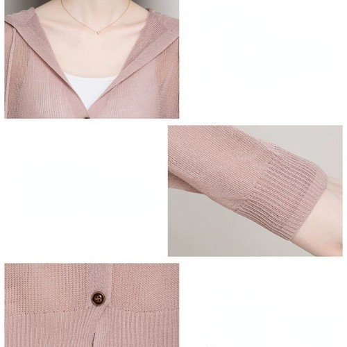 Cárdigan con capucha para dama Chaqueta de punto Abrigo Jersey Prendas para el torso Prendas de punto transparentes Ver a través - Imagen 12 de 19