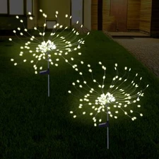 2 Pack Solar Firework Lights Outdoor 175 LED Solar Garden Lights with 2 Modes...