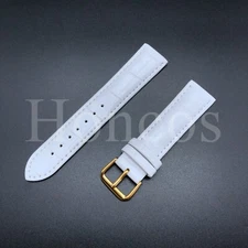 18MM Genuine Leather Alligator Watch Band White Strap Buckle Fits for Michele