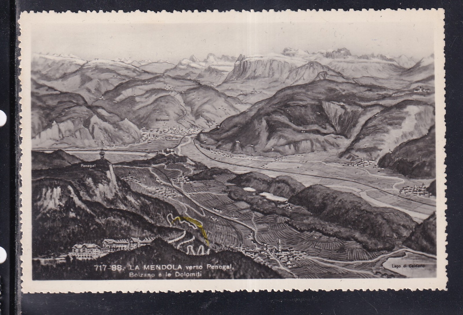 Cartolina La Mendola Verso Penegal Bolzano e Le Dolomiti D1757