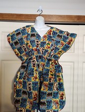 African Print midi gown multicolored design Ankara women dashiki dress.M/L