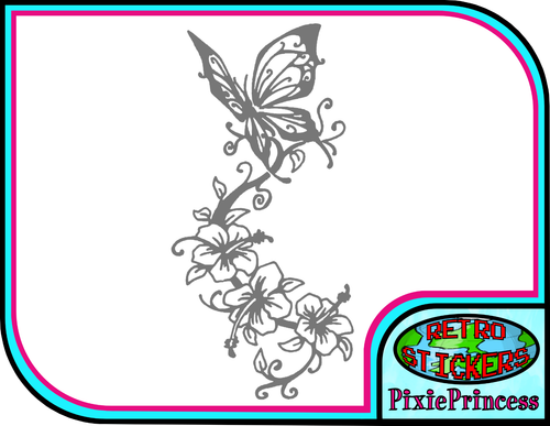 Butterfly Flower E Vinyl Sticker Vehicle Car Poster Wall Art Window Decal Crafts - Picture 12 of 20