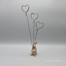 Vintage Godinger Metal Rabbit Photo Picture Post Card Holder 10.5" Tall 3 Hearts