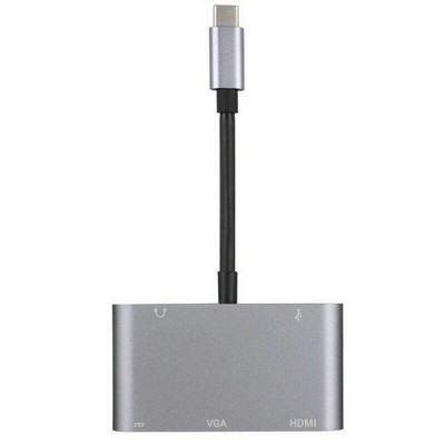 Aluminum Alloy 5 in 1 USB-C PD Type-C Adapter Converter Hub HDMI/4K, VGA/1080P A