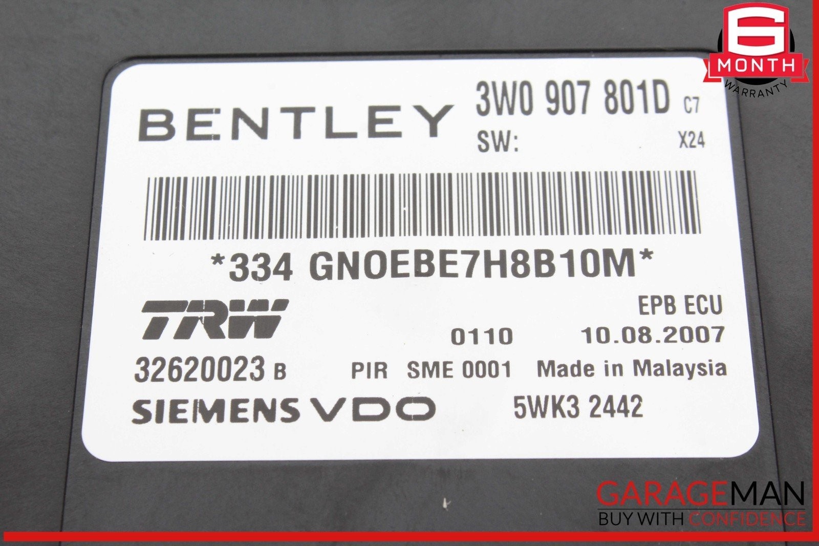 03-14 Bentley Continental GTC Electronic Parking Brake Control Module Unit OEM