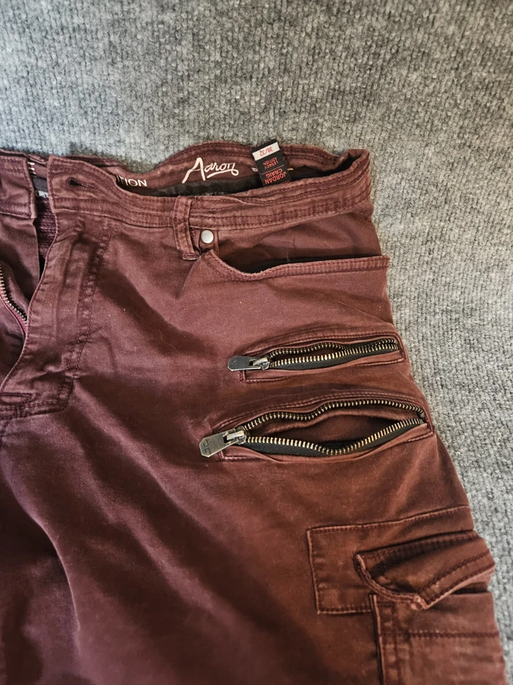 Calça jeans masculina Jordan Craig Legacy Edition Aaron 38 X 32 vermelha hipster moto - Imagem 4 de 4