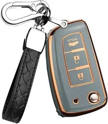 Flip 3 Buttons Soft TPU Key Case Cover Protector Smart Remote Color: Gray Blue