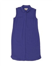 MICHAEL KORS Womens Sleeveless Shirt Dress US 8 Medium Blue Polyester DG39