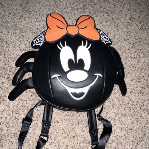 Loungefly Disney Minnie Mouse Spider Web Mini Backpack, Black & Orange