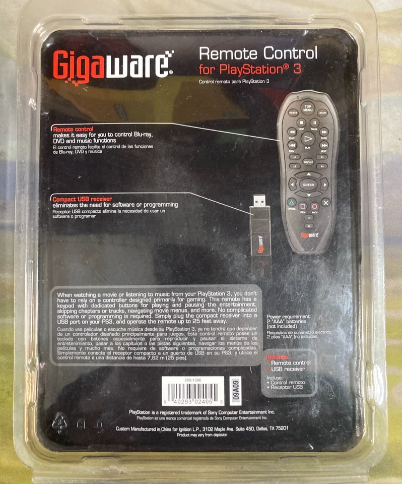 NIP Gigaware IR (Infrared) Remote for PLAYSTATION 3 - Multimedia Remote - NEW - Image 2 of 2