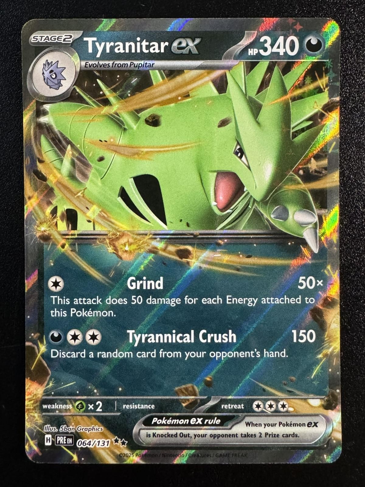 Tyranitar ex 064/131 Holo Double Rare Prismatic Evolutions Pokemon Near Mint