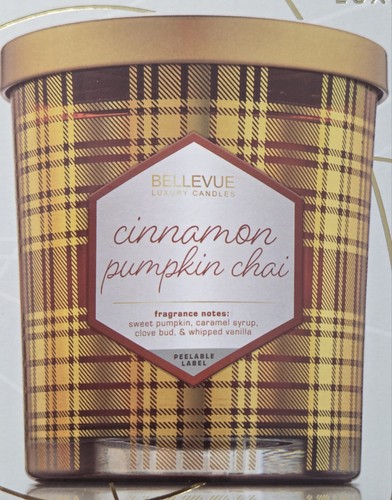 Bellevue Candle Cinnamon Pumpkin Spice Chai Soy Blend 2 Wick Orange Gold 12 Oz - Picture 4 of 5