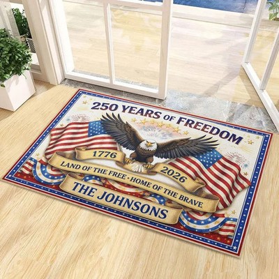 Personalized Patriotic Eagle Doormat USA Welcome Mat Home Decor