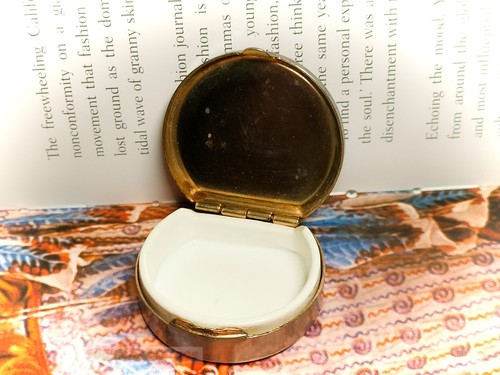 Green onyx/marble toppped-4cm-vintage pill box-0t - Foto 5 di 6
