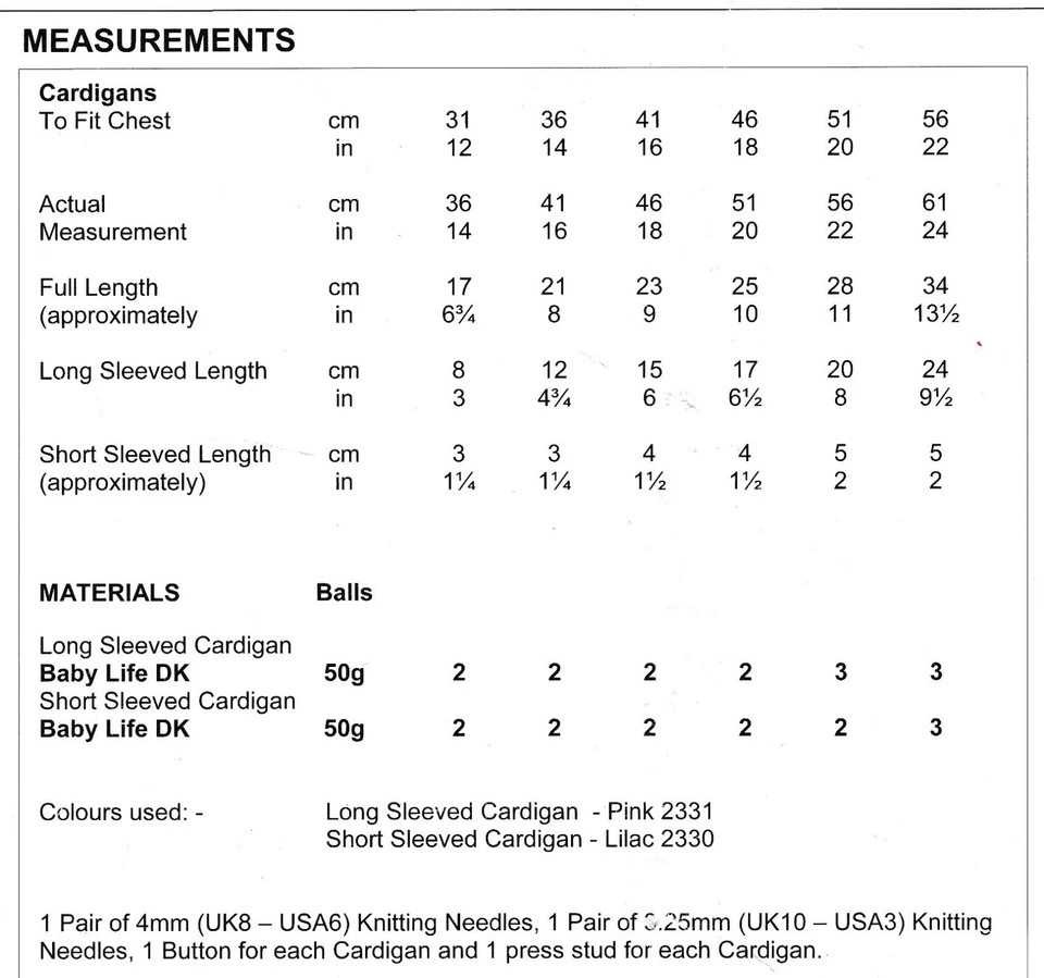 Baby Cardigans Cross Over 31 - 56cm Knitting Pattern DK Stylecraft 8347 - Image 2 of 2