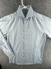 Eton Slim Cutaway Fine Twill Blue Button Up Shirt Long Sleeve Cotton 15.75 Slim