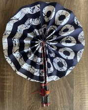 Hand Made Ankara Hand Fan. One Size. Made Of Ankara Fabric, Wood And Leather.