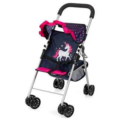 Bayer Doll Stroller For 18 Inch Dolls, Foldable Buggy Unicorn Design 21554AA