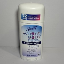 Secret Whole Body Sensitive Deodorant New Completely Clean Scent 2.4 Oz