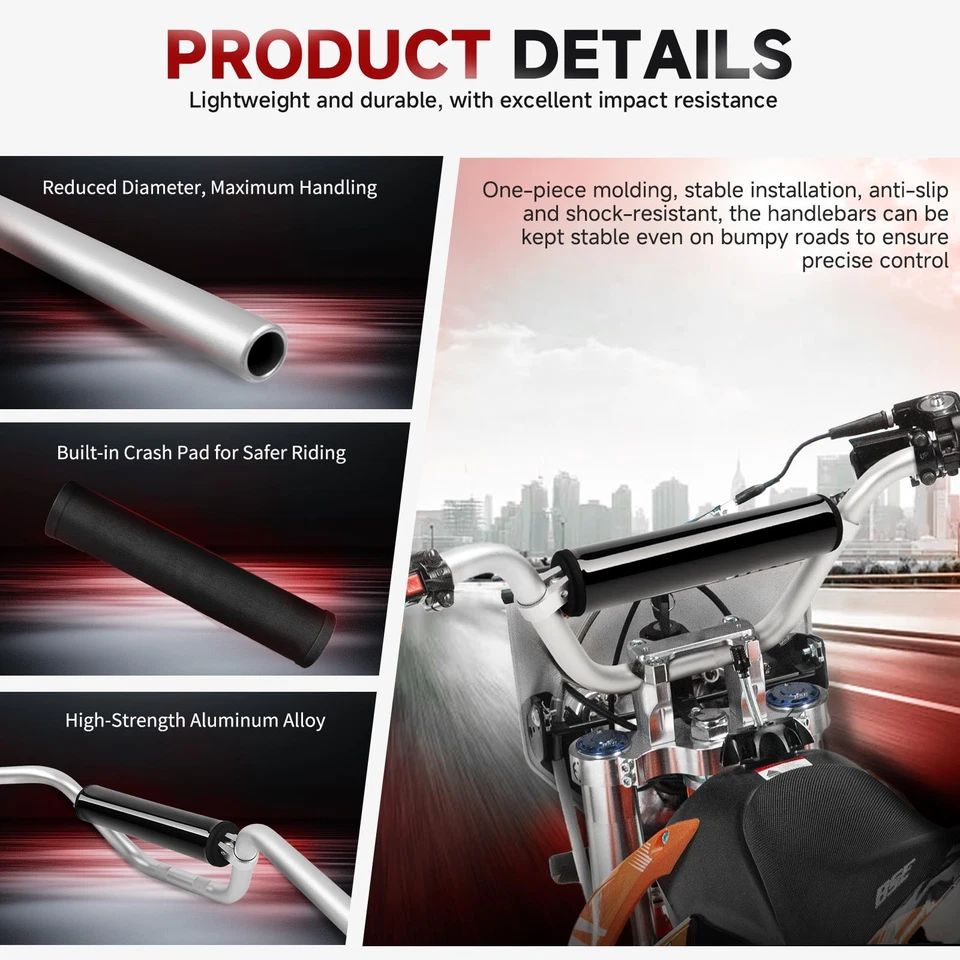 For Honda XR80R XR100R XR200R 250R 7/8" 22mm Handlebar Dirt Bike Bar w/ Foam Pad - Image 4 of 4