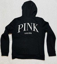 Victoria's Secret PINK Everyday Fleece Zip-Up Hoodie Sweatshirt Black Size M