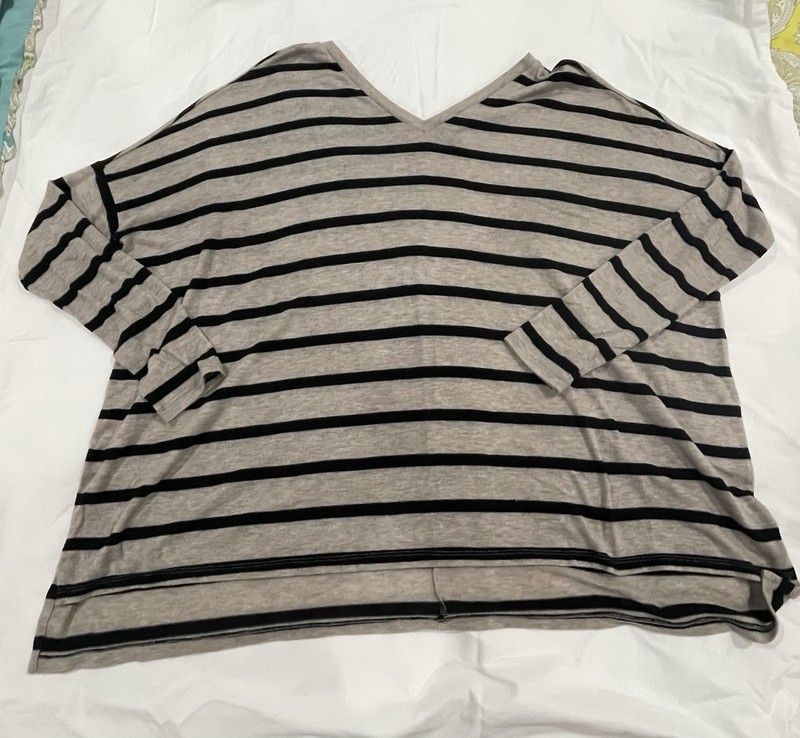 Tan And Black Stripe Lightweight Shirt Express Women's Size Medium