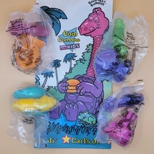 Rare Complete Set + Orig. Paperbag, Carl's Jr. Bendable Buddies , 1995, Sealed