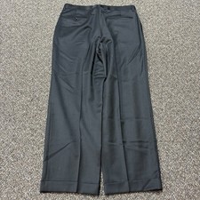 1980s Dress Pants Wool Designer Usa Made Dark Gray Relaxed Fit 34x28.5