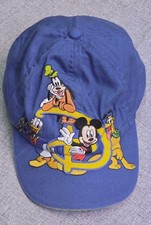 Vintage Walt Disney World Mickey Goofy Pluto Hat Cap Youth Blue Y2K Adjustable