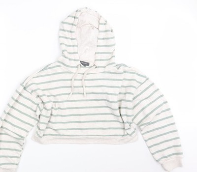 Primark Damen weiß gestreifter Pullover Hoodie Größe 12
