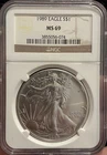 1989 $1 American Silver Eagle NGC MS69 Brown Label No Reserve Free Shipping .999
