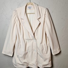 Vintage Kay Boys Blazer Women's Size 14 (Fits XL) Cream Longline Jacket 80s EUC