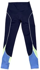 Anthropologie Wilo The Label Color Block Navy Lime Light Blue Leggings Sz Medium