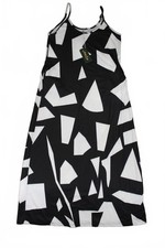 Qureman Black & White Geometric Maxi Dress, Medium