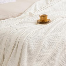 David's Home Cozy Waffle Weave Throw Blanket, Ultra Soft Breathable Lightweight