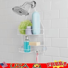Hanging Shower Caddy W/ 2 Shelves Soap Tray Hooks Rust Resistant Storage New