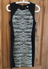 H&M dress size M(12?) see details sleeveless stretch back zip Black+white NWT