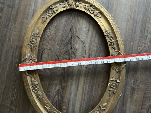Antique Oval Gold Gilt Wood Gesso Picture Frame 24.5 X 18.5"/Holds 19.75 X 13.75 - Picture 3 of 24