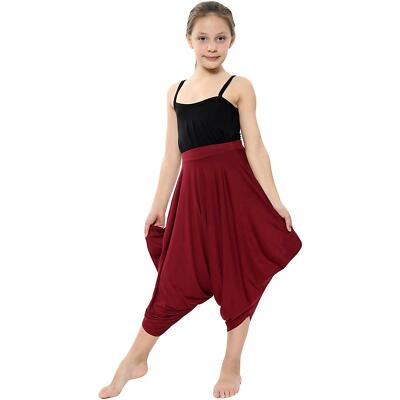 Kinder Mädchen Wein Baggy Harem Hose Ali Baba Stil Krawatte Färbung Yoga Freizeit 5-13