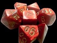 Chesex Mini 7 Die Dice Set -  Scarab  Scarlet/Gold