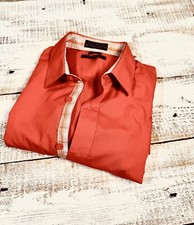Marquis Signature Slim Fit Dress Shirt Men's Size 17 1/2 Coral Long Sleeve Fast