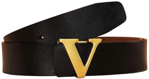 Men's Classic Gold/Silver V-Buckle Design Soft Calfskin Belt Gift For Birthday - Picture 6 of 8