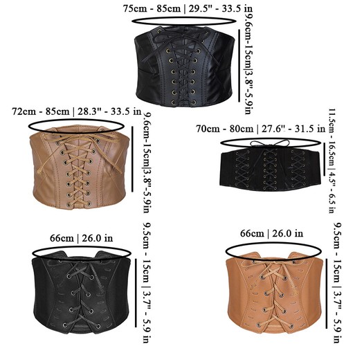 Damen Pu Leder Taillengürtel Cincher Korsett Schwarz Breitband Elastisch v//1 - Bild 2 von 22
