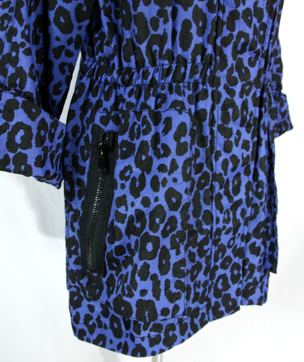 Seven 7 Womens Leopard Animal Print Zip Up Windbreaker Anorak