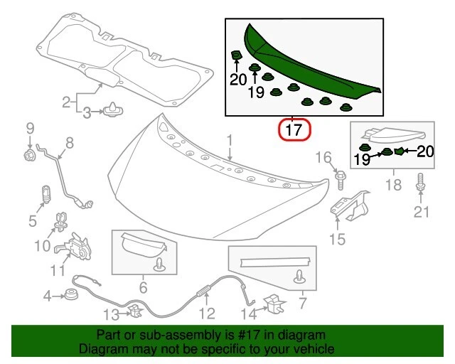 Moldura superior adorno capó derecho Honda OEM 74147-T5A-000 para ajuste 15-20 Foto 3 de 4