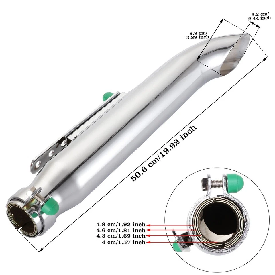 Nuevo Silenciador de Escape Cromo 20" Motocicleta Chopper Personalizado Cafe Racer Foto 3 de 4