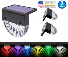 Solar Deck Lights 2 Solar Powered RGB Step Fence Light Waterproof Color Changing