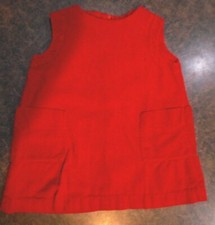 Vintage Red Corduroy Girls Toddler Dress Jumper sz 4T Handmade Grandma Wore it 