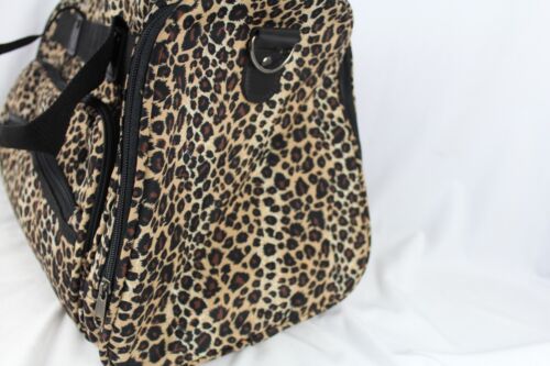 Leopard Print Travel Weekend Bag Top Zip Small Duffel Shoulder Strap - Picture 2 of 18