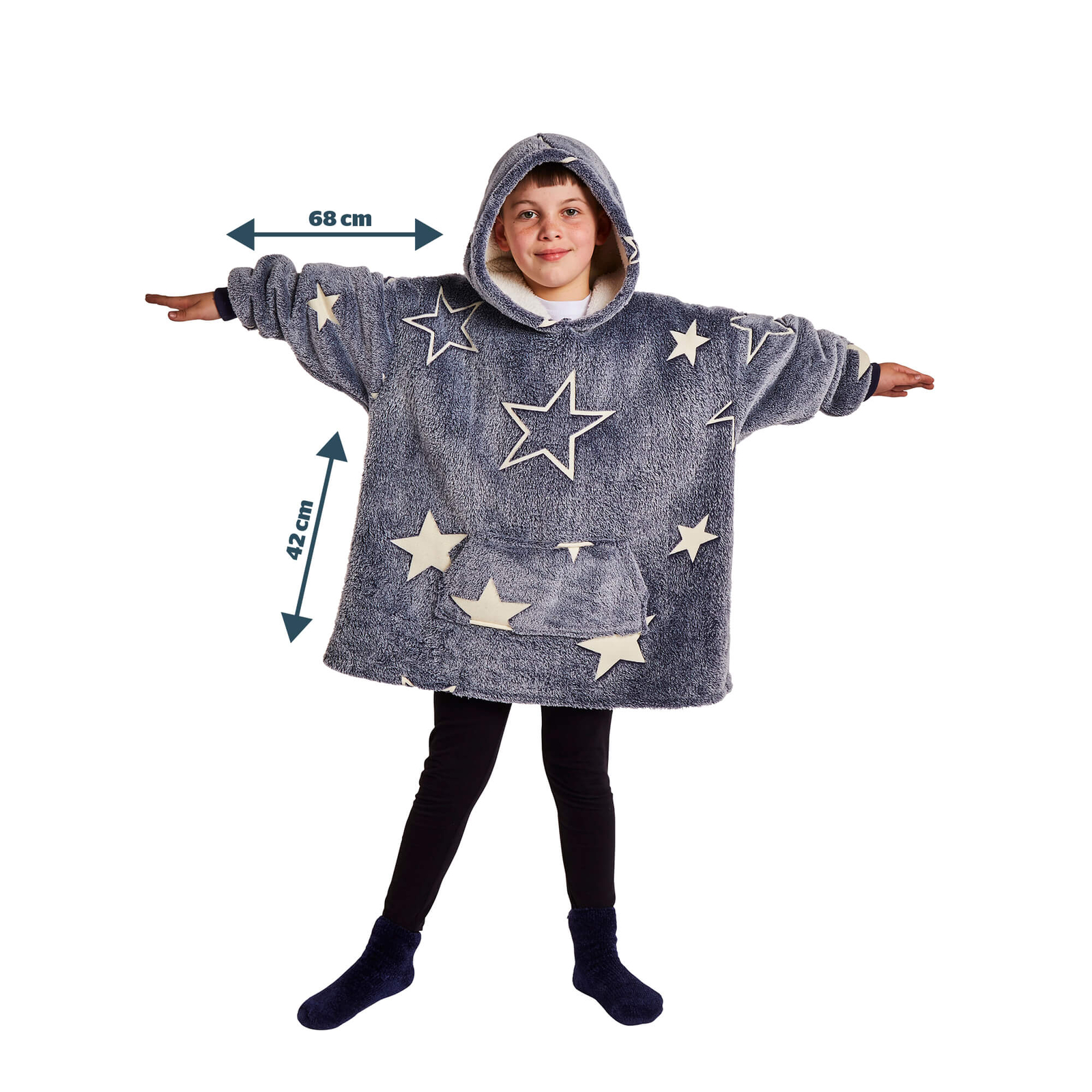 Silentnight Kids Oversized Hoodie Wearable Blanket Glow in the Dark Soft  Fleece | eBay